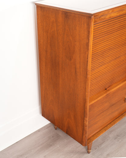 Vintage Walnut Highboy Dresser by Cavalier Furniture