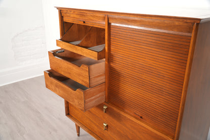 Vintage Walnut Highboy Dresser by Cavalier Furniture
