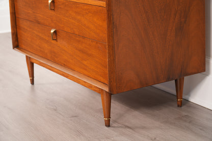 Vintage Walnut Highboy Dresser by Cavalier Furniture