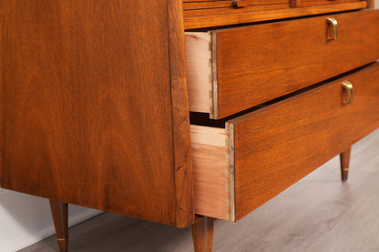 Vintage Walnut Highboy Dresser by Cavalier Furniture