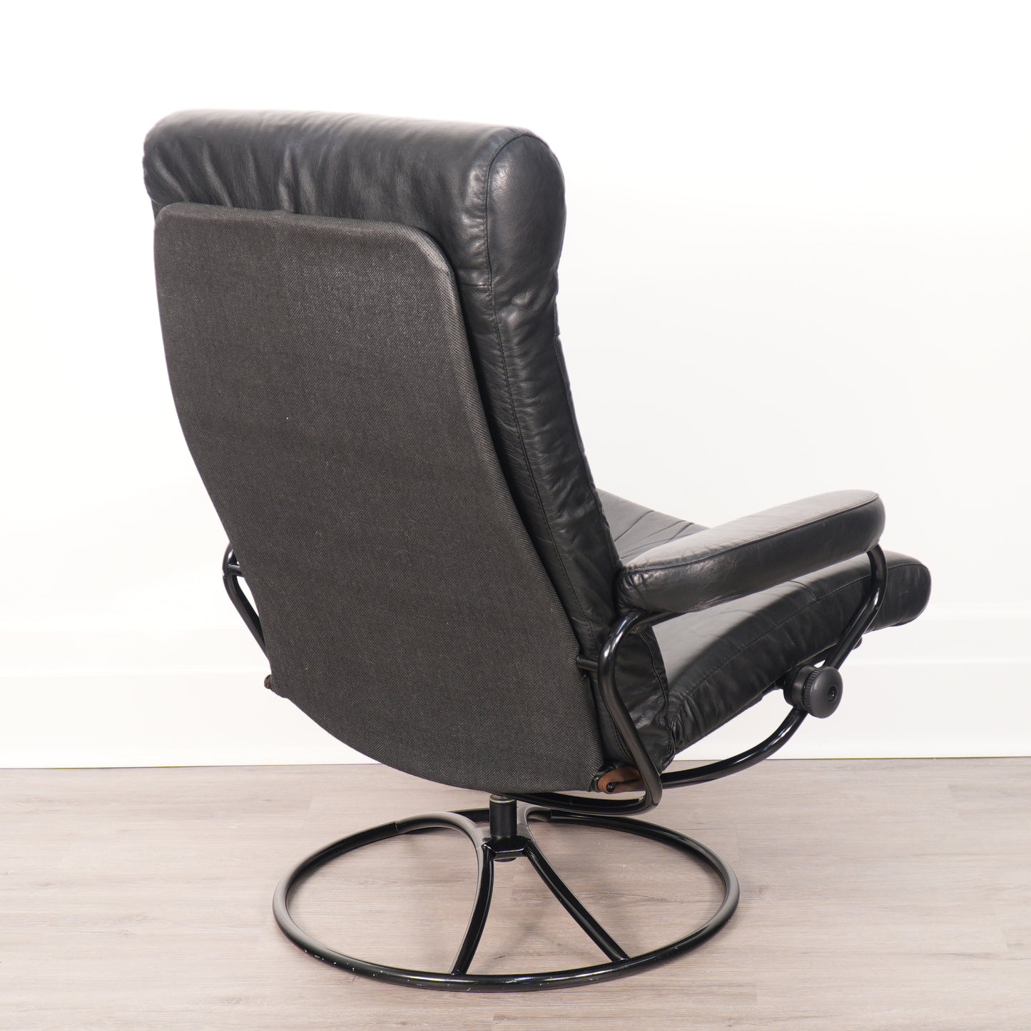 1970s Black/Black Ekornes Recliner & Ottoman - Norway