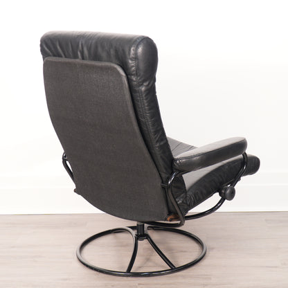 1970s Black/Black Ekornes Recliner & Ottoman - Norway