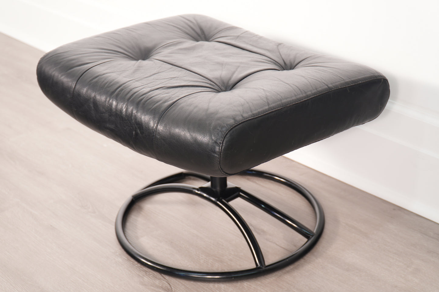 1970s Black/Black Ekornes Recliner & Ottoman - Norway