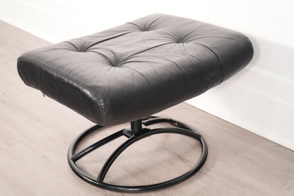 1970s Black/Black Ekornes Recliner & Ottoman - Norway