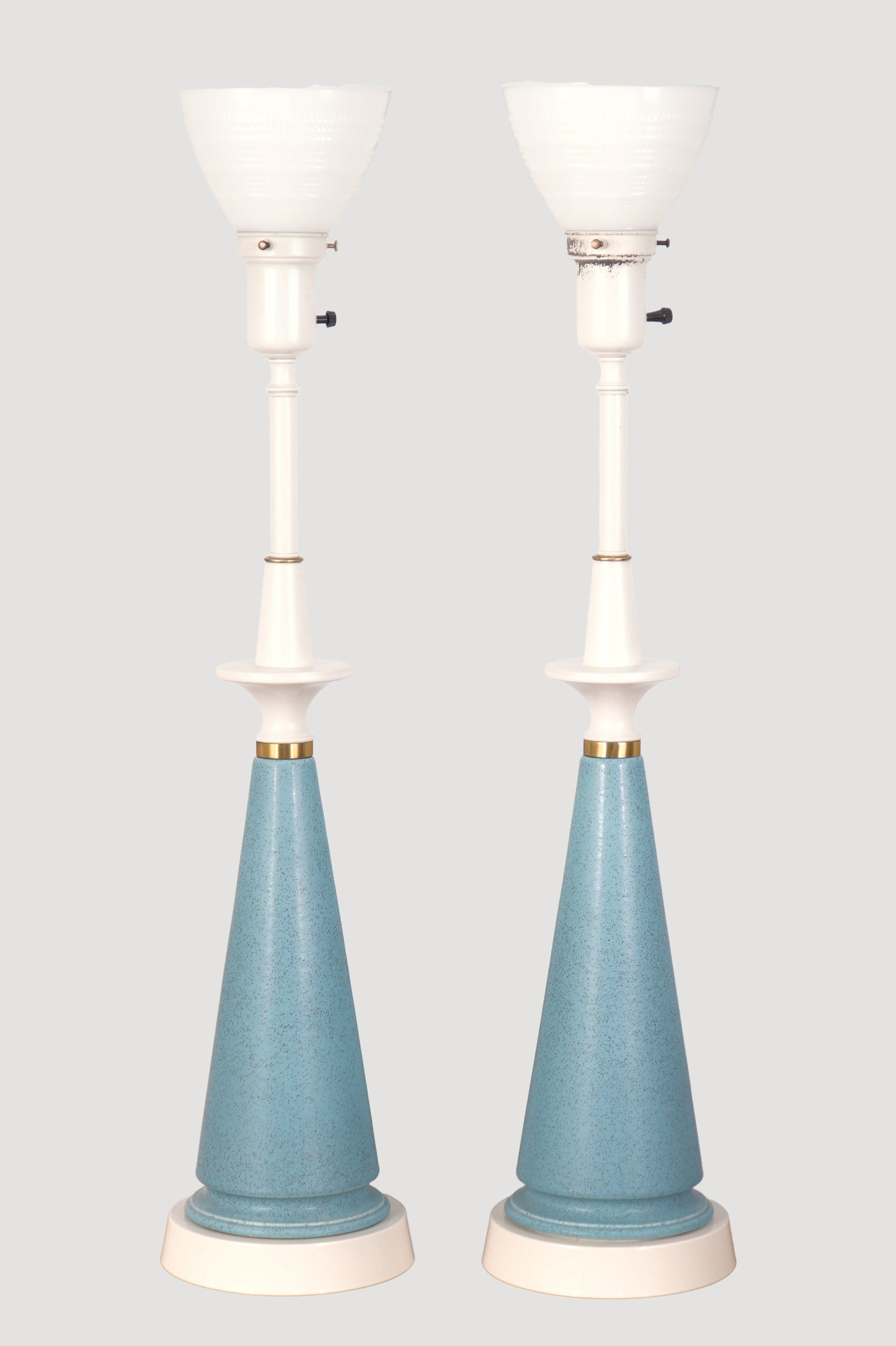 Pair Rembrandt Mid-Century Blue Ceramic Table Lamps