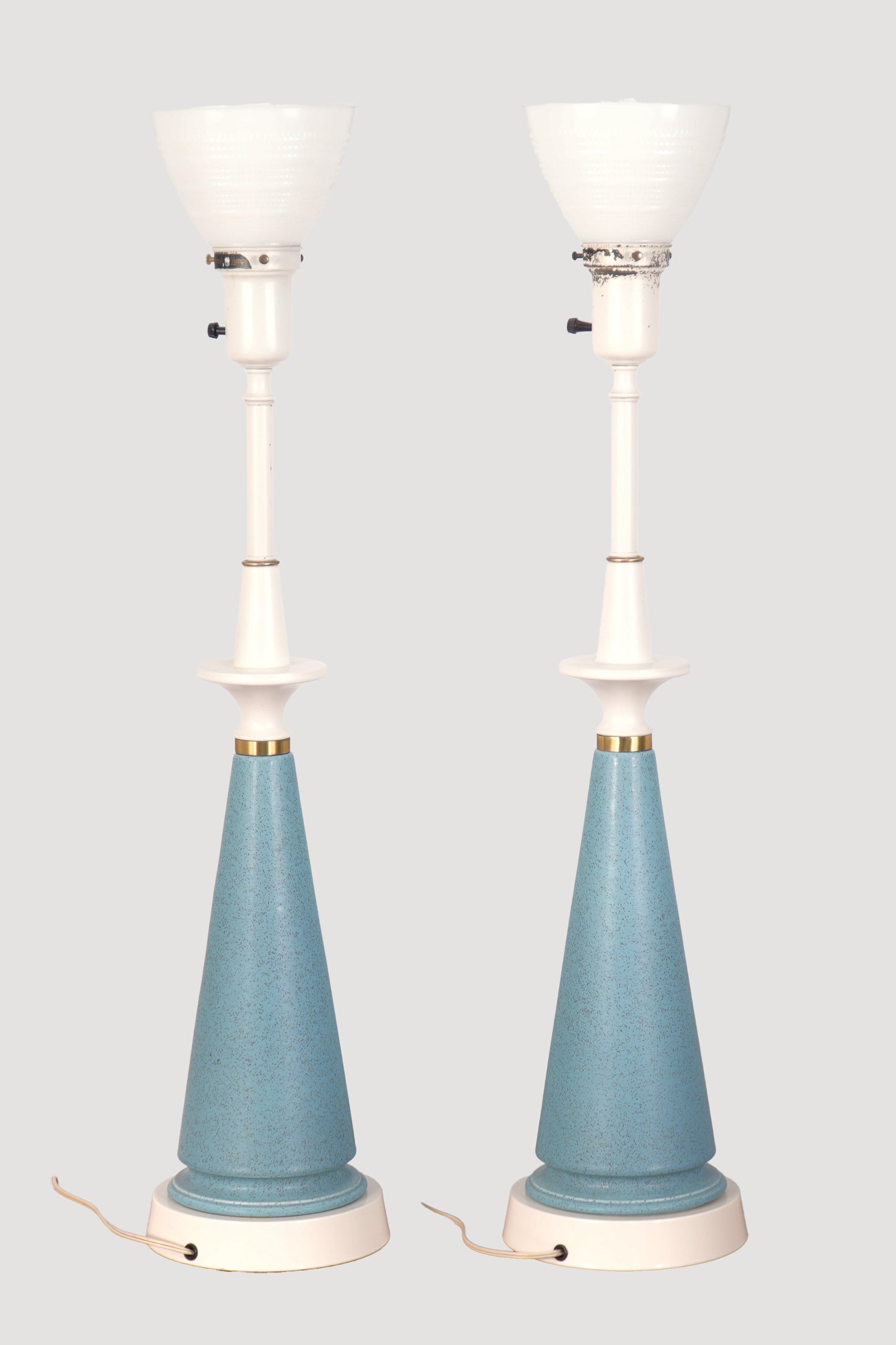 Pair Rembrandt Mid-Century Blue Ceramic Table Lamps