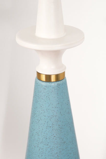 Pair Rembrandt Mid-Century Blue Ceramic Table Lamps