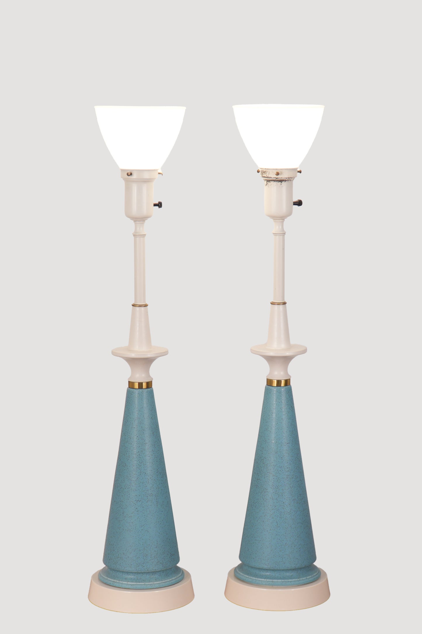 Pair Rembrandt Mid-Century Blue Ceramic Table Lamps