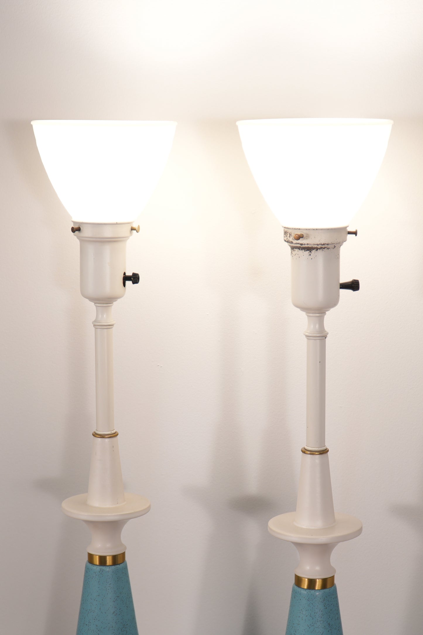 Pair Rembrandt Mid-Century Blue Ceramic Table Lamps