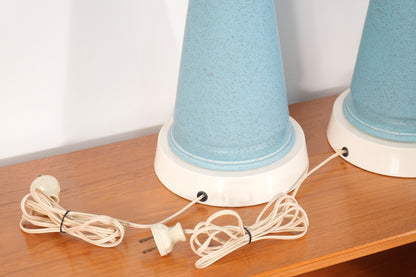 Pair Rembrandt Mid-Century Blue Ceramic Table Lamps