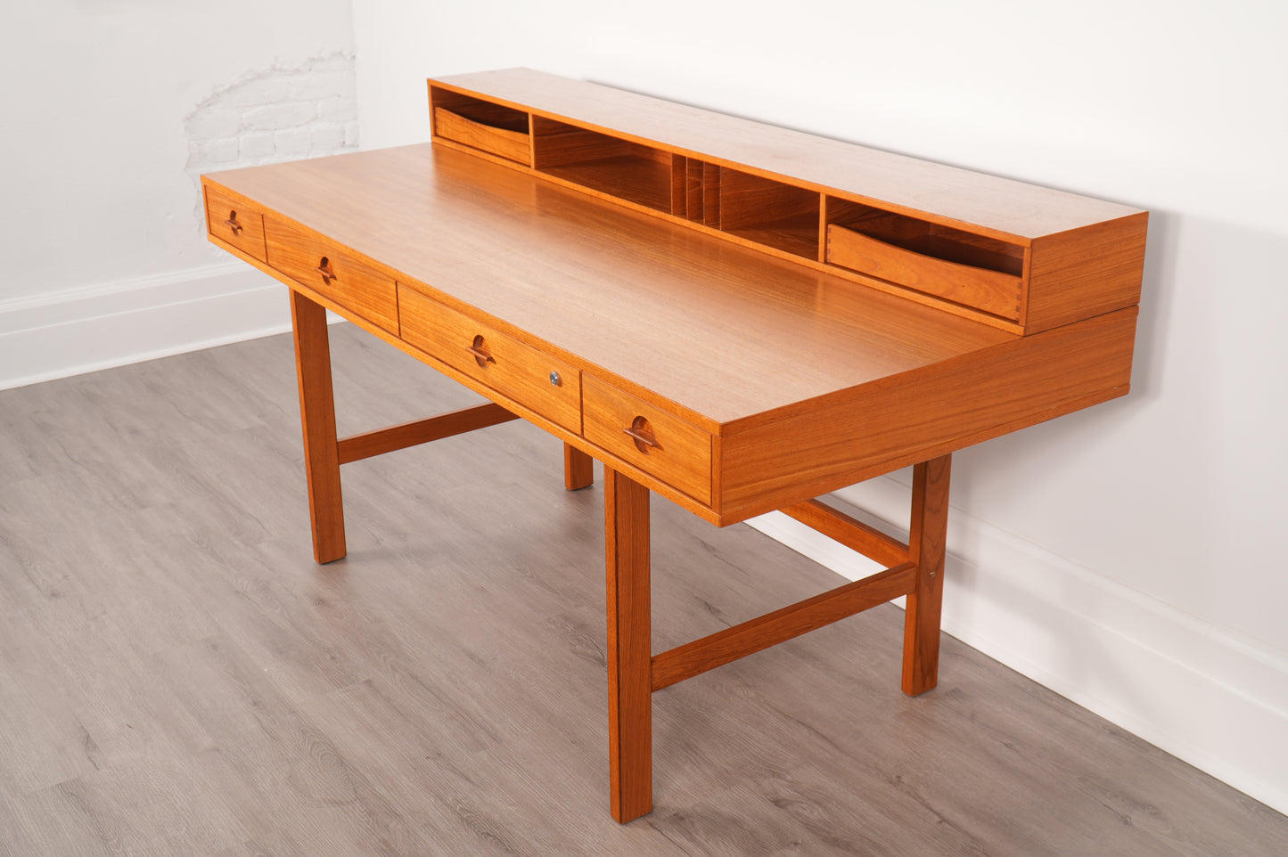 Peter Løvig Nielsen Danish Teak Flip-Top Partner Desk