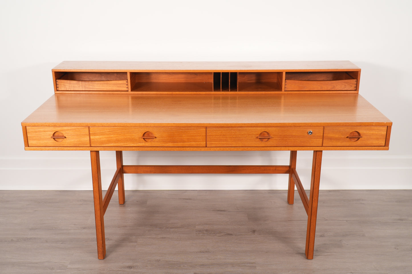 Peter Løvig Nielsen Danish Teak Flip-Top Partner Desk