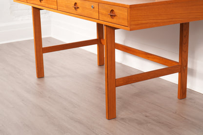 Peter Løvig Nielsen Danish Teak Flip-Top Partner Desk
