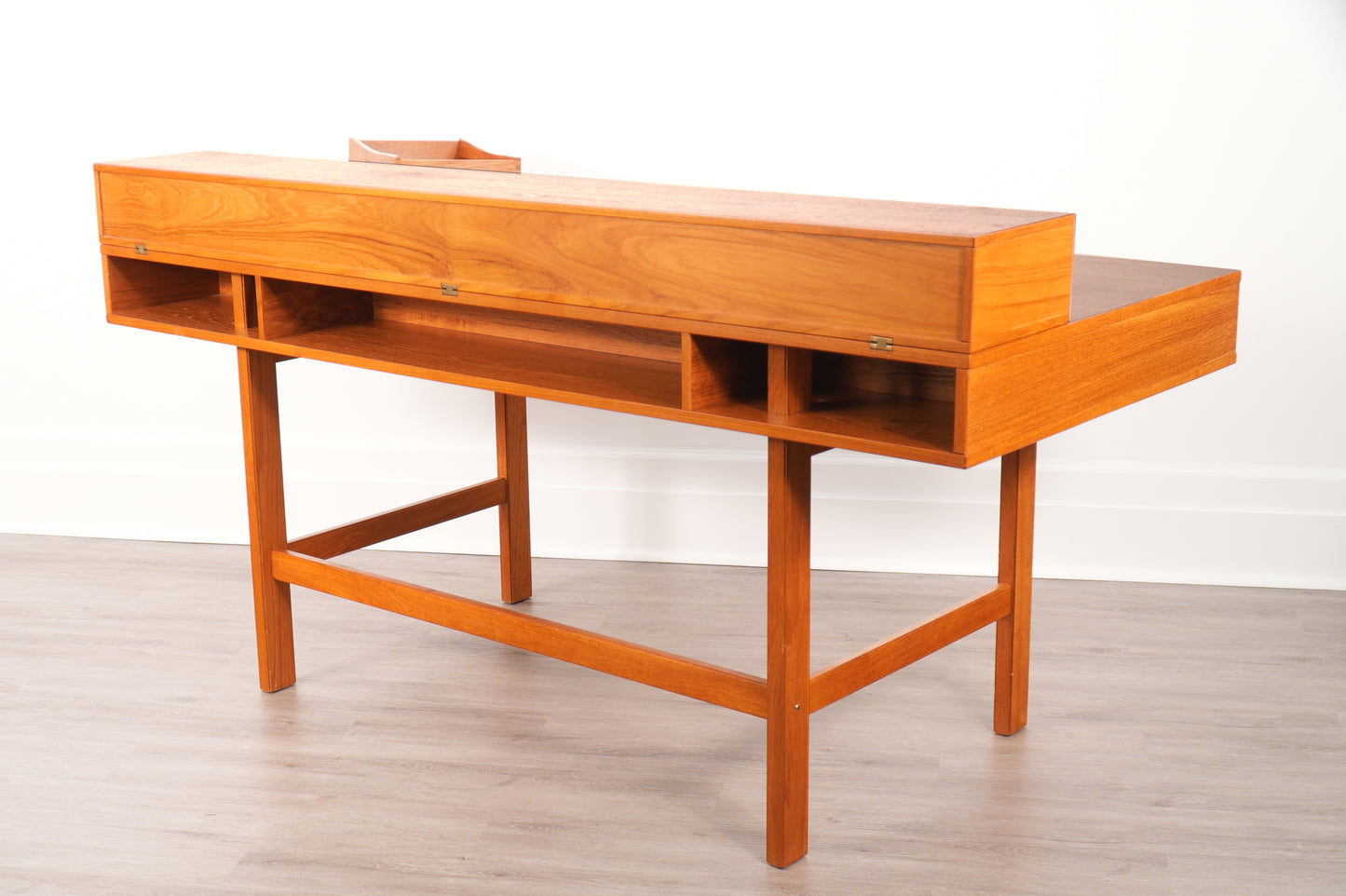 Peter Løvig Nielsen Danish Teak Flip-Top Partner Desk
