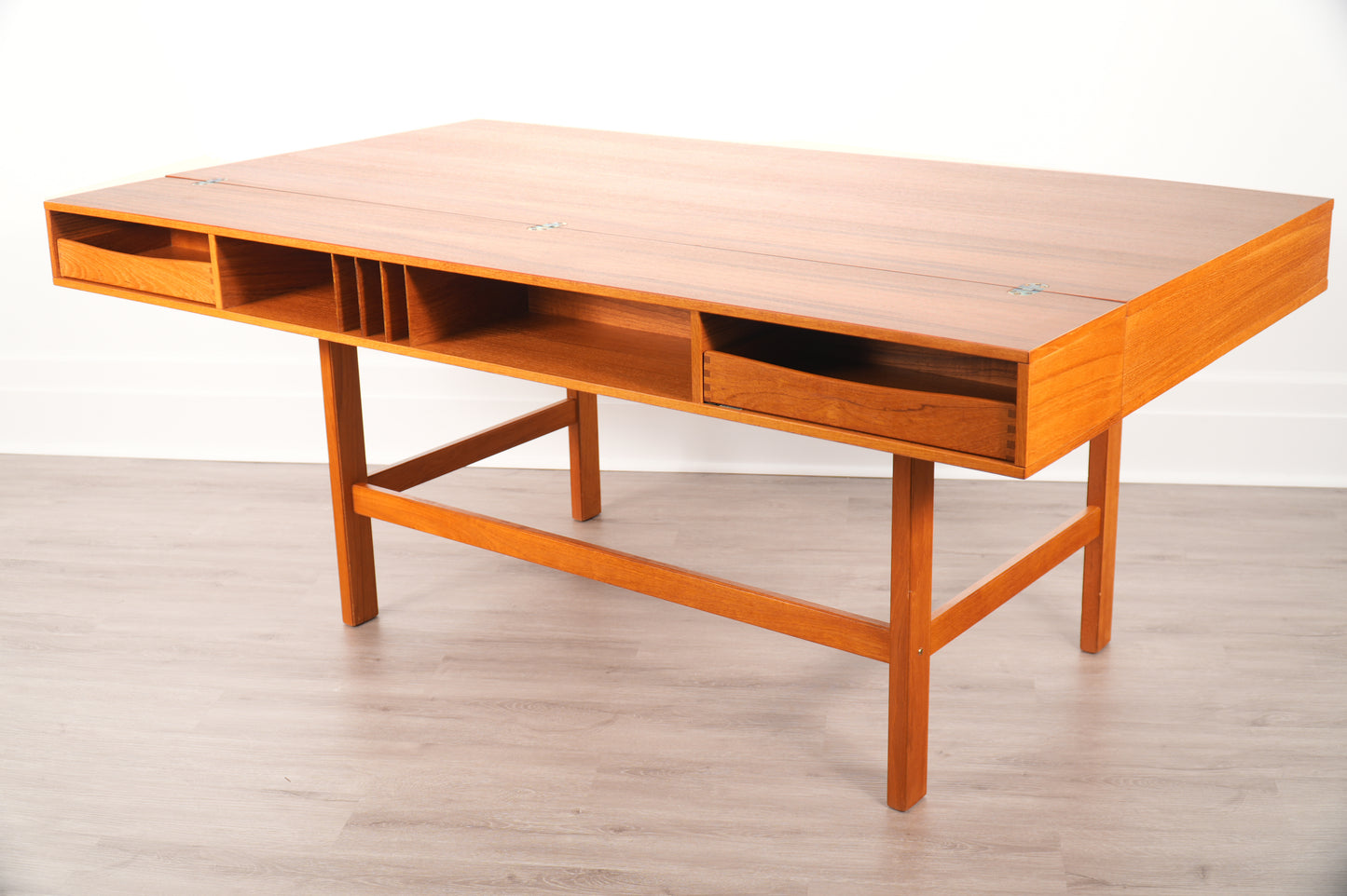 Peter Løvig Nielsen Danish Teak Flip-Top Partner Desk
