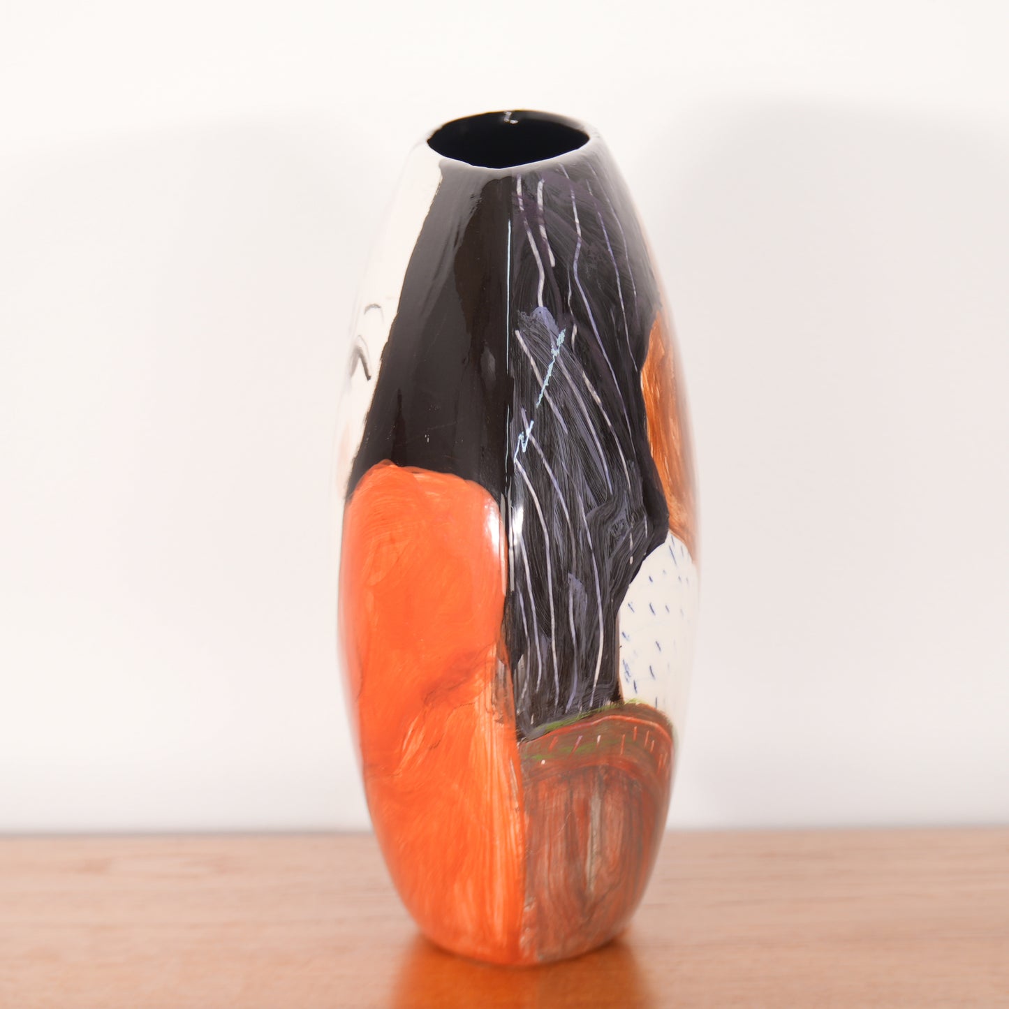 Terri Cody Double Sided Hand Painted Woman's Faces Ceramic Vase