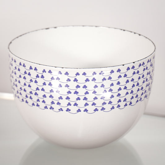 Arabia Finel Enamel Blue Floral Design Bowl by Kaj Franck
