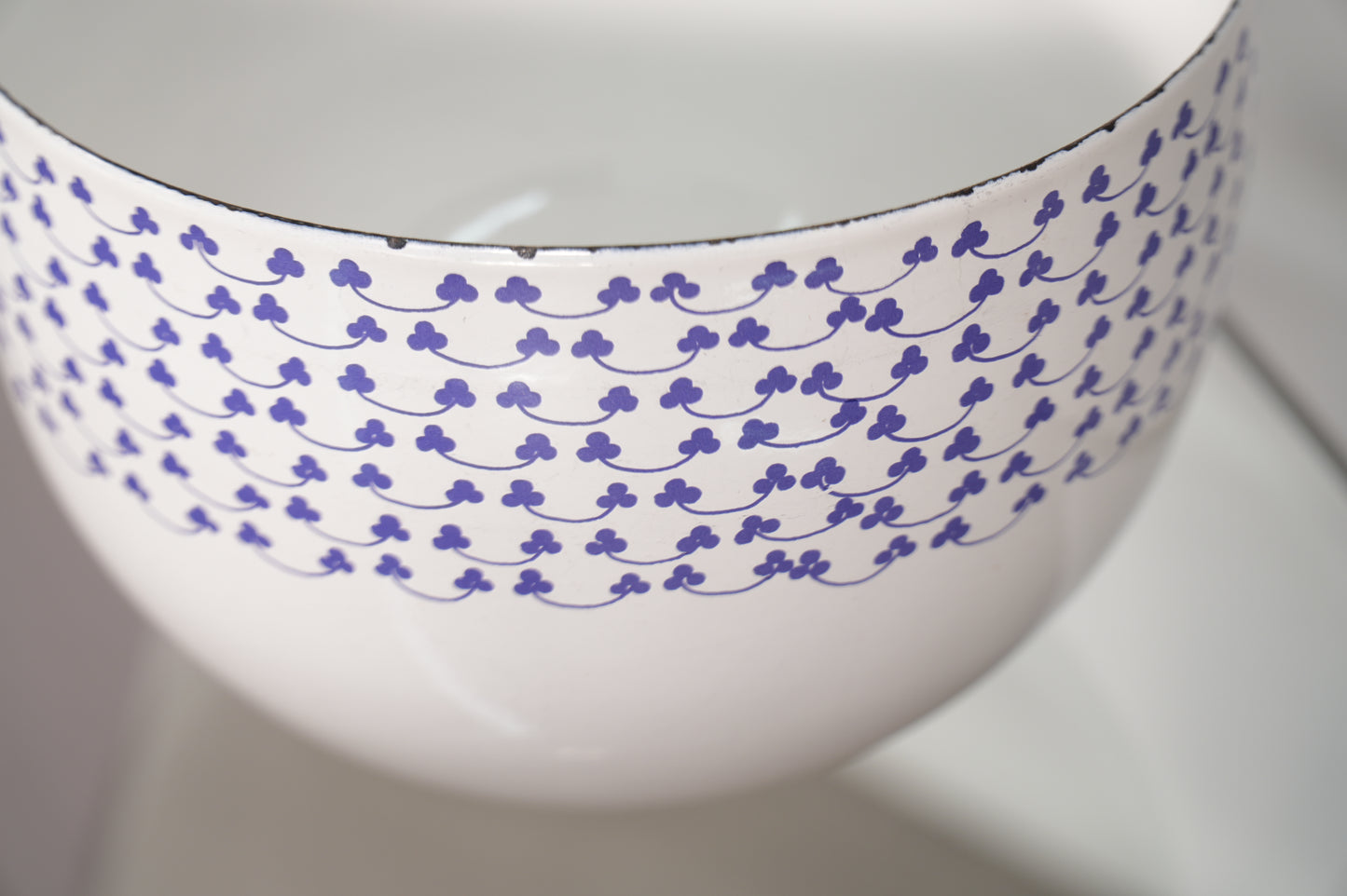 Arabia Finel Enamel Blue Floral Design Bowl by Kaj Franck