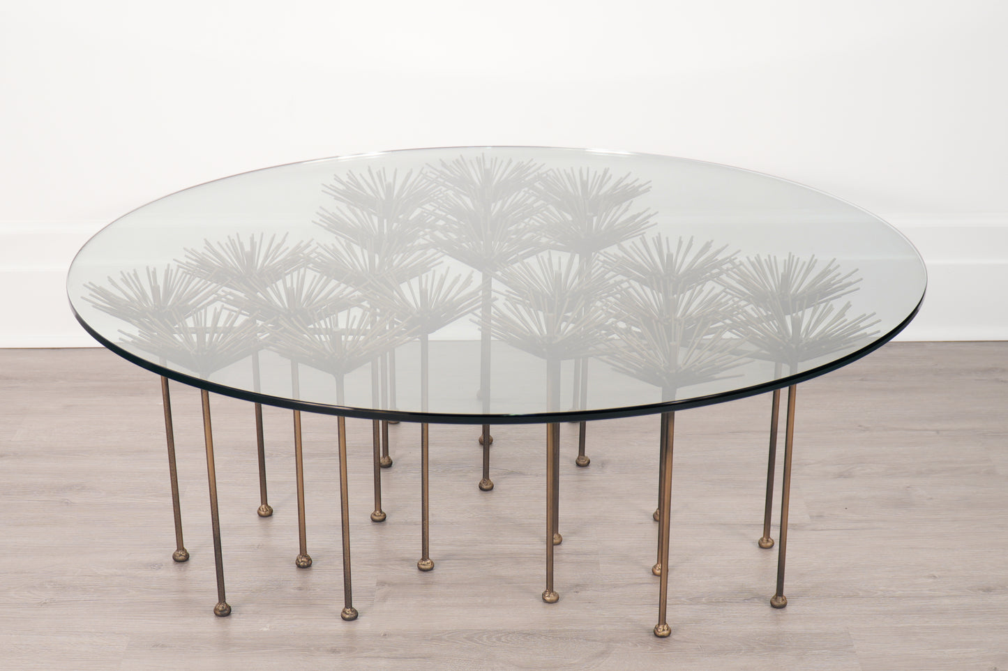 Brutalist Bronze Gilt Floral Coffee Table by Lost City Arts New York