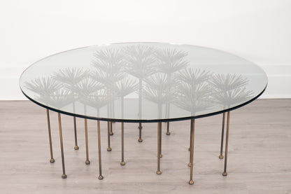 Brutalist Bronze Gilt Floral Coffee Table by Lost City Arts New York