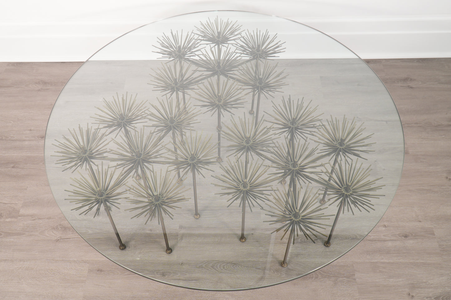 Brutalist Bronze Gilt Floral Coffee Table by Lost City Arts New York