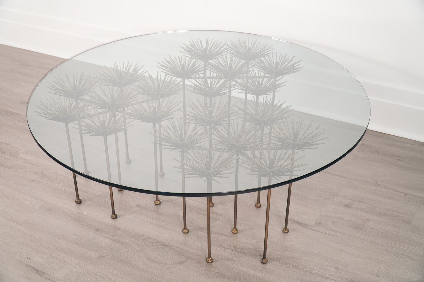 Brutalist Bronze Gilt Floral Coffee Table by Lost City Arts New York