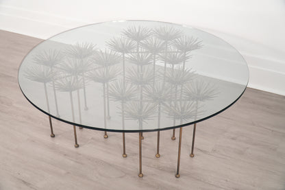 Brutalist Bronze Gilt Floral Coffee Table by Lost City Arts New York
