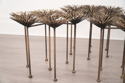 Brutalist Bronze Gilt Floral Coffee Table by Lost City Arts New York