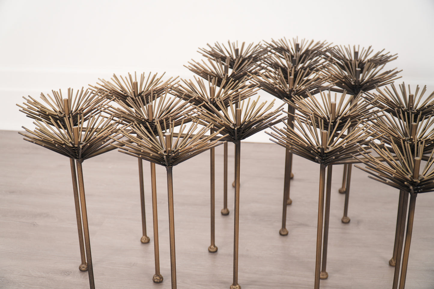 Brutalist Bronze Gilt Floral Coffee Table by Lost City Arts New York