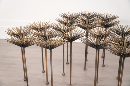 Brutalist Bronze Gilt Floral Coffee Table by Lost City Arts New York