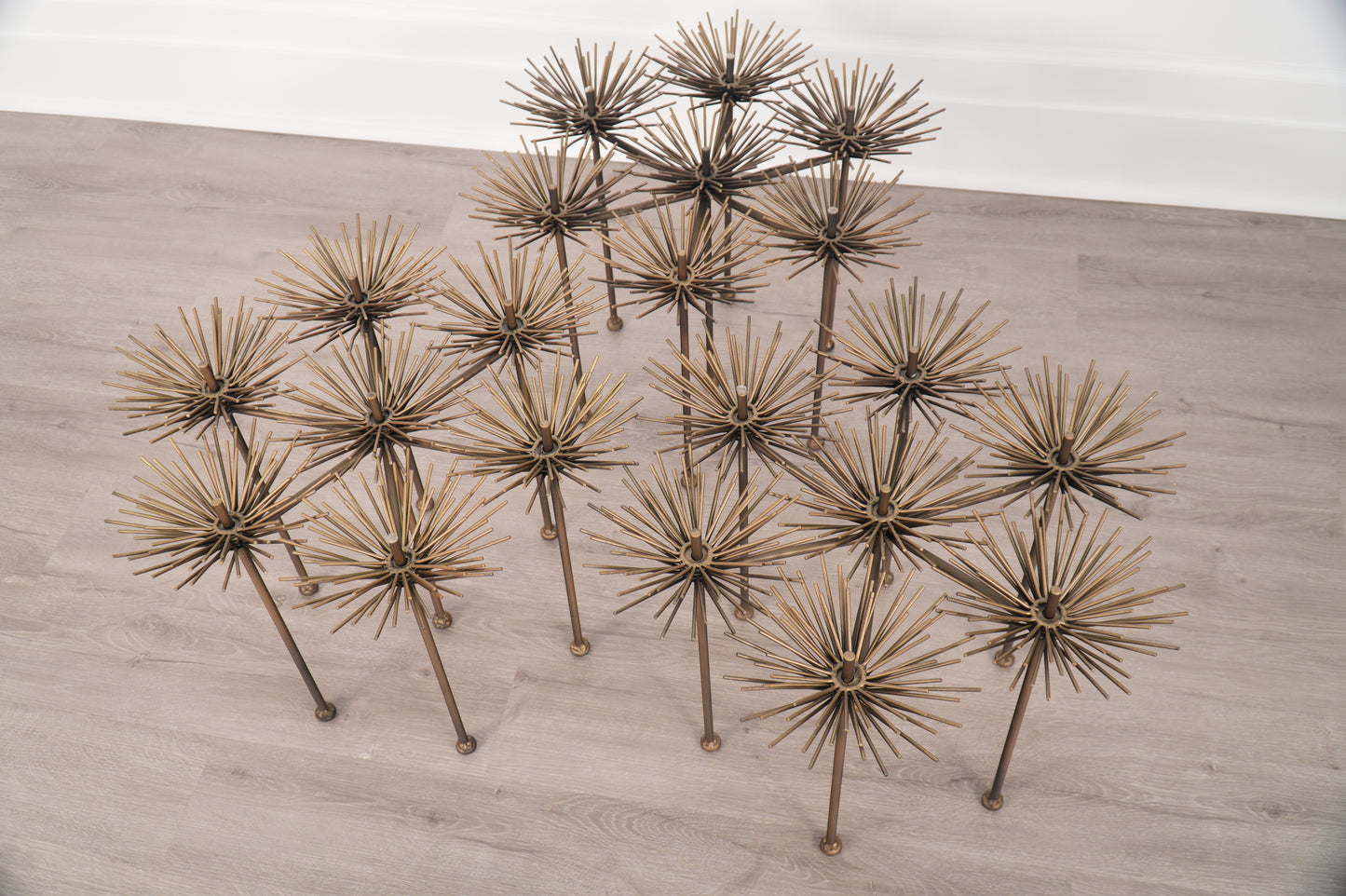 Brutalist Bronze Gilt Floral Coffee Table by Lost City Arts New York