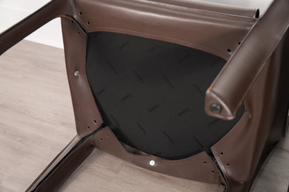 Pair Brown Leather Mario Bellini for Cassina Cab 414 Lounge Chairs Italy