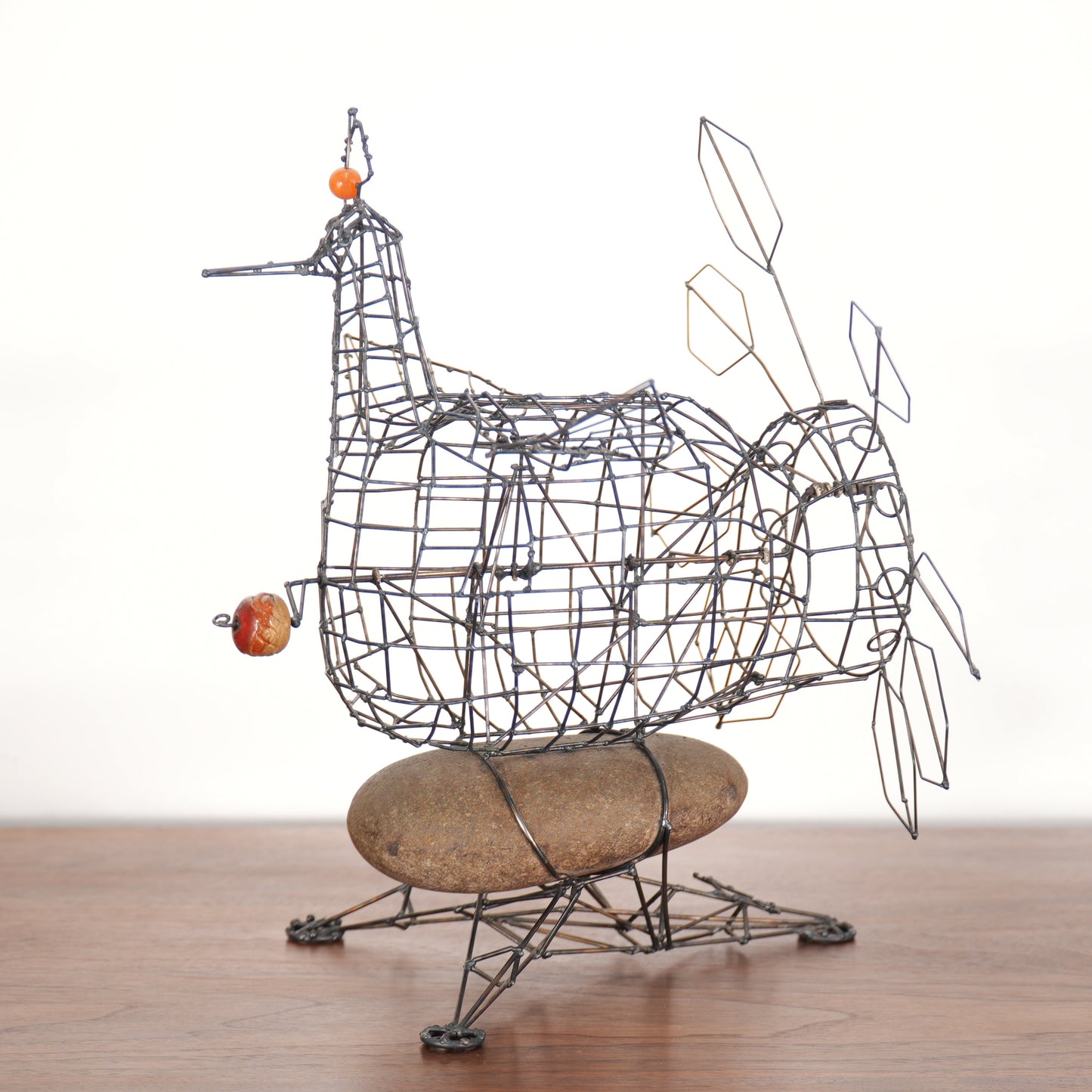 1970s Vintage Joe Police Kinetic Wire Sculpture Hen