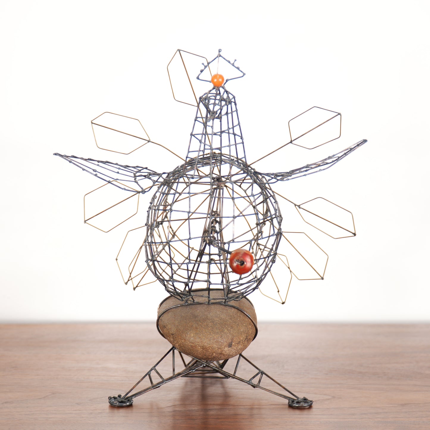 1970s Vintage Joe Police Kinetic Wire Sculpture Hen