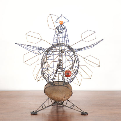 1970s Vintage Joe Police Kinetic Wire Sculpture Hen