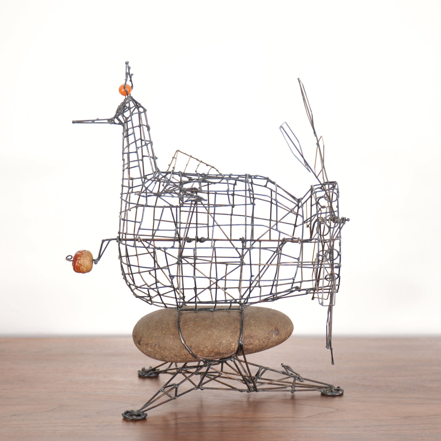 1970s Vintage Joe Police Kinetic Wire Sculpture Hen