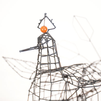 1970s Vintage Joe Police Kinetic Wire Sculpture Hen