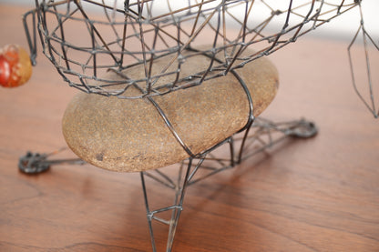 1970s Vintage Joe Police Kinetic Wire Sculpture Hen