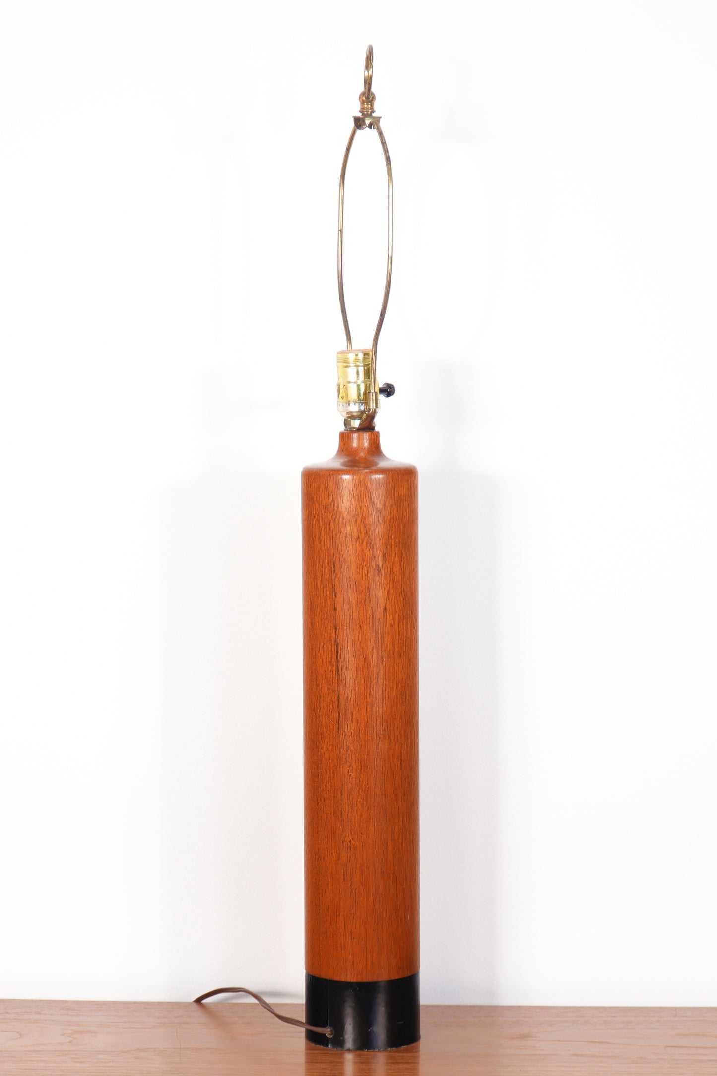Vintage Danish Sculptural Solid Teak and Leather Table Lamp from ESA, 1960s Denmark