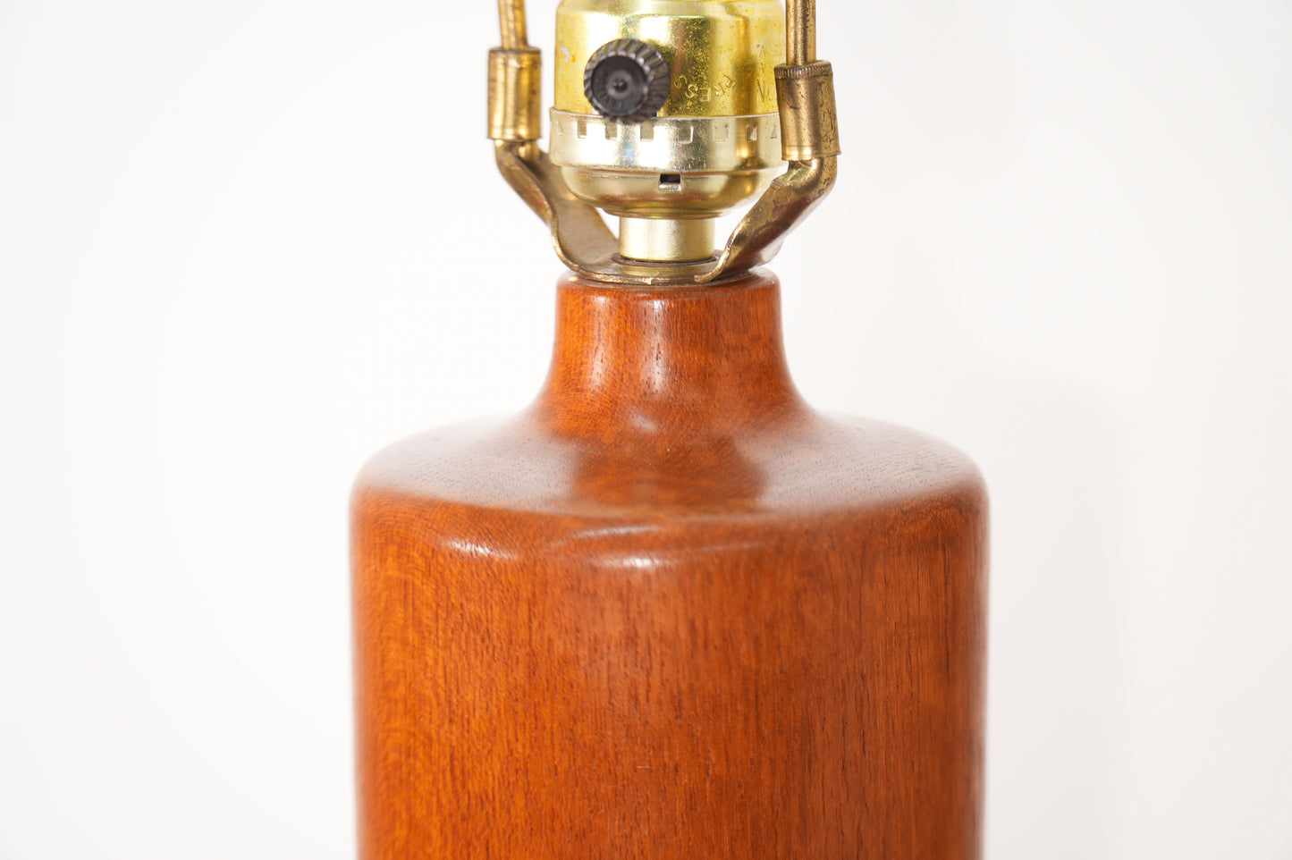 Vintage Danish Sculptural Solid Teak and Leather Table Lamp from ESA, 1960s Denmark