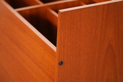 Bruksbo 1970s Norwegian Teak Rolling Vinyl Record or Magazine Caddy