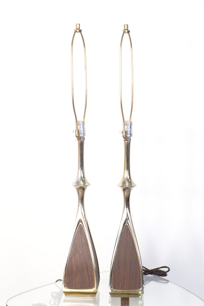 Pair Mid-Century Brass Lamps by Laurel Lamp Co.