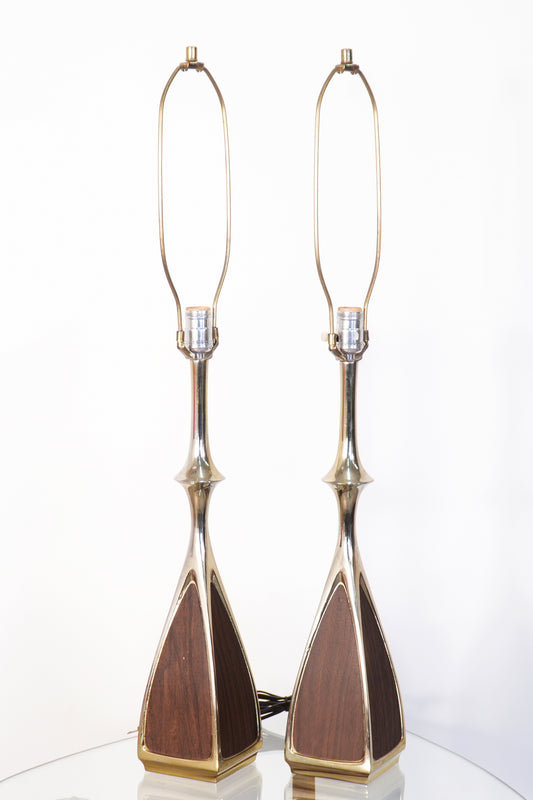 Pair Mid-Century Brass Lamps by Laurel Lamp Co.