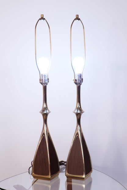 Pair Mid-Century Brass Lamps by Laurel Lamp Co.
