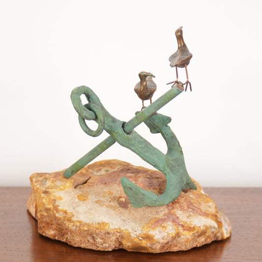 Curtis Jere Seagulls Perched on Anchor - Signed