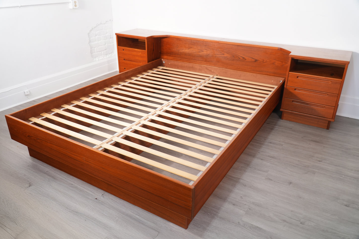 Danish Teak Queen Platform Bed by Tørring Møbelfabrik