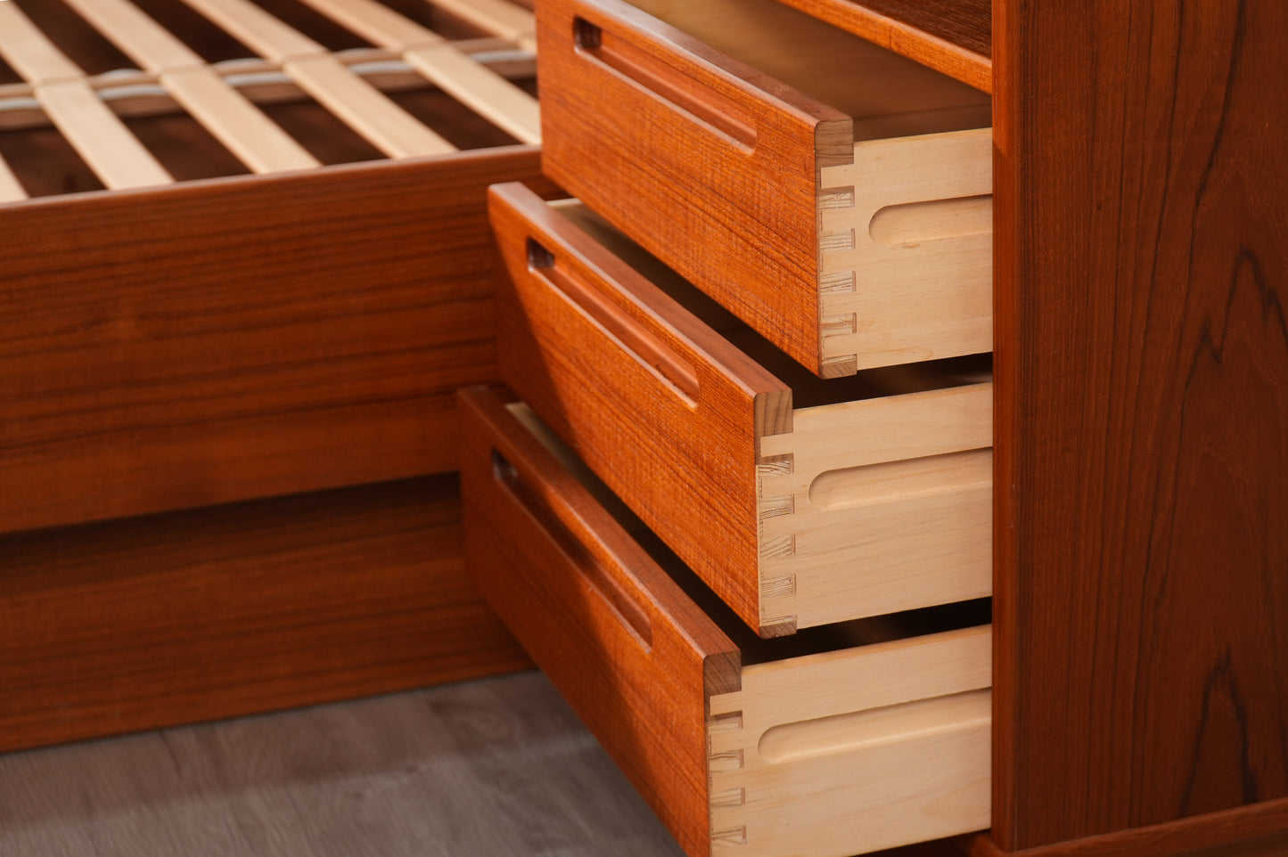 Danish Teak Queen Platform Bed by Tørring Møbelfabrik