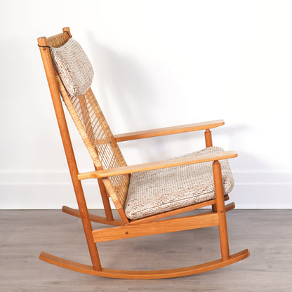 Hans Olsen for Juul Kristensen Model 532-A Teak and Cane Rocking Chair - Denmark