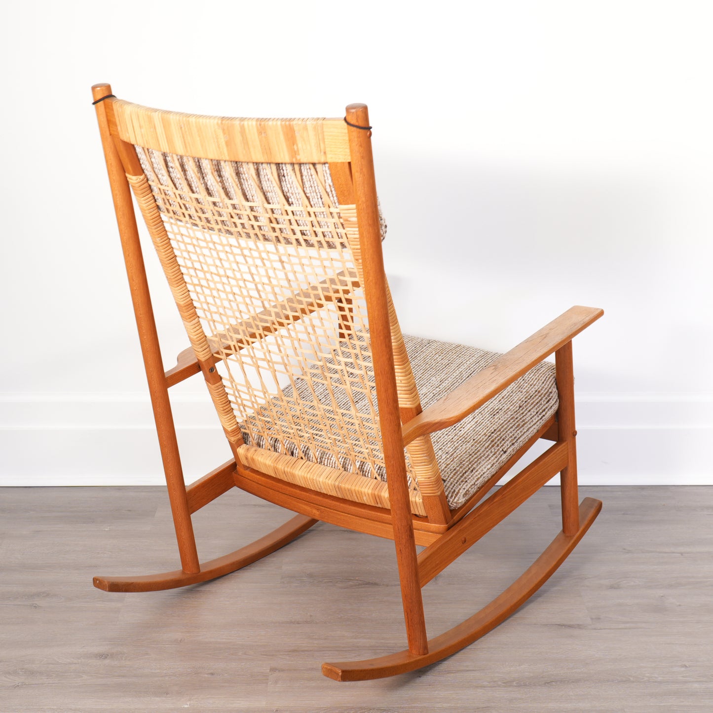 Hans Olsen for Juul Kristensen Model 532-A Teak and Cane Rocking Chair - Denmark
