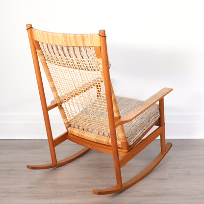 Hans Olsen for Juul Kristensen Model 532-A Teak and Cane Rocking Chair - Denmark